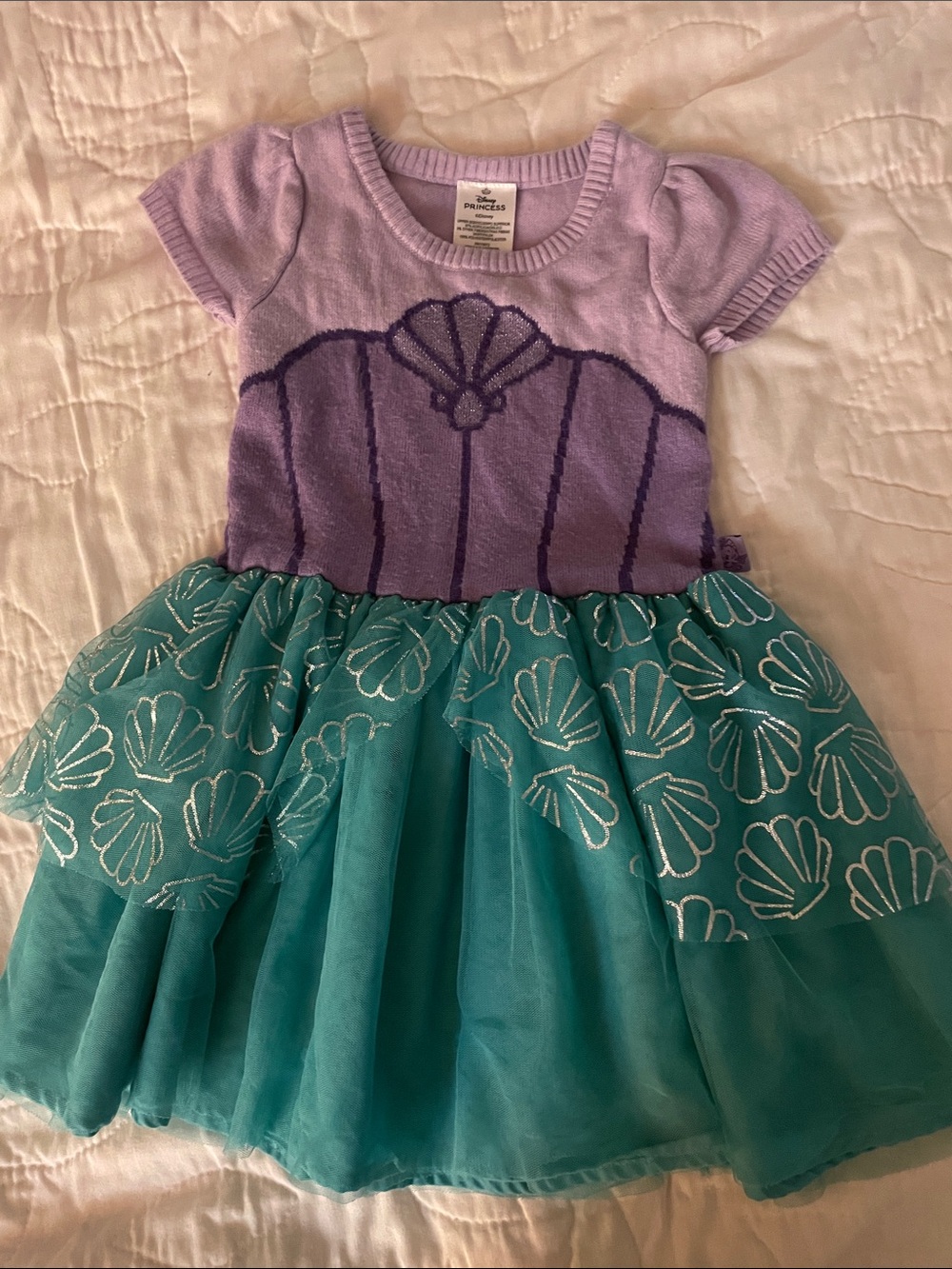 Ariel Princess 4T Disney Girls Purple & Teal Mermaid Shell Dress Costume